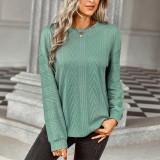 Solid Color Round Neck Sweaters
