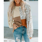 Round Neck Long Sleeve Leopard Sweaters