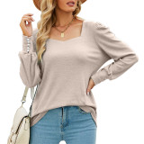 Solid Color Square Neck Sweaters