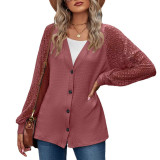 Solid Color Long Sleeve Lace Cardigans