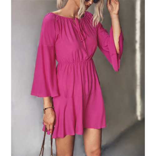 Solid Color Strap Mini Dress