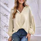 Solid Color Lapel Long Sleeve Shirts