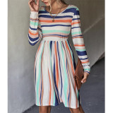 Long Sleeve Striped Mini Dress