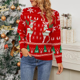 Christmas Elk Snowflake Print Sweaters