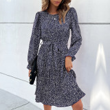 Long Sleeve Leopard Print Midi Dress
