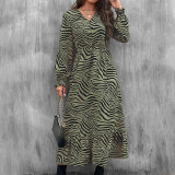 V-Neck Zebra Print Maxi Dress