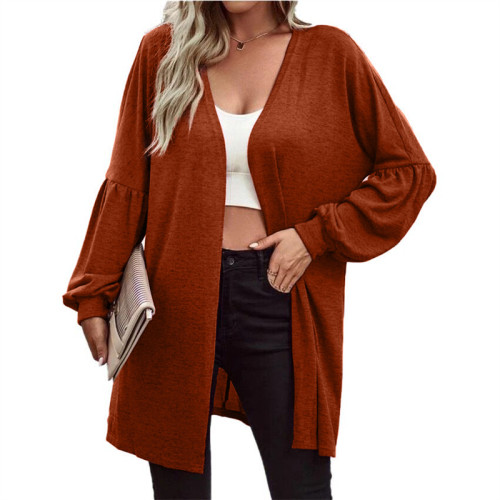 Solid Color Long Sleeve Knitted Cardigans