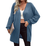 Solid Color Long Sleeve Knitted Cardigans