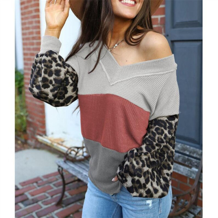 Leopard Printed Long Sleeve Sweaters