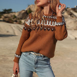 Brown Long Sleeve Round Neck Sweaters