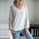 Long Sleeve Leopard V-Neck Sweaters