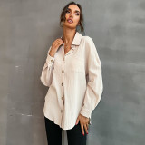 Solid Color Lapel Long Sleeve Shirts