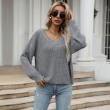V-Neck Long Sleeve Loose Sweaters