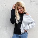 Black Grey Contrast Long Sleeve Sweaters