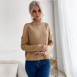 High Collar Solid Color Long Sleeve Sweaters