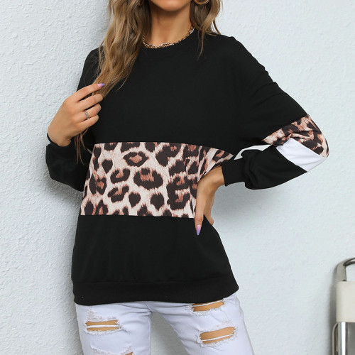 Leopard Printed Long Sleeve Sweaters