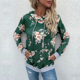 Hooded Floral Print Sweaters