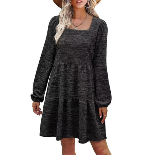 Square Neck Long Sleeve Mini Dress