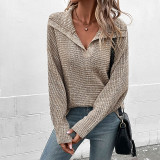 Solid Color Long Sleeve Lapel Sweaters