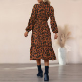 Long Sleeve Leopard Maxi Dress
