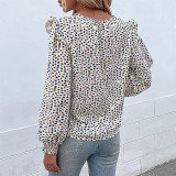 V-Neck Long Sleeve Ruffle Shirts