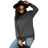 High Collar Long Sleeve Contrast T-Shirts