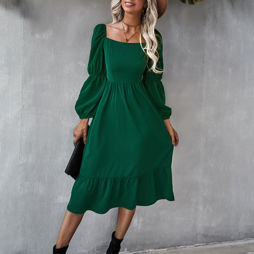 Ruffle Long Sleeve Midi Dress