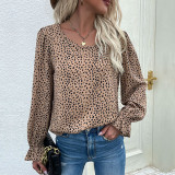 Round Neck Leopard Long Sleeve Shirts