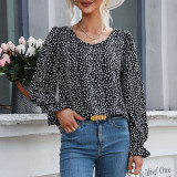 Round Neck Leopard Long Sleeve Shirts