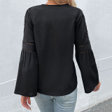 Solid Color Long Sleeve Lace Shirts