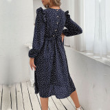 Dot Print Ruffle Mini Dress