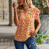 V-Neck Floral Print T-Shirts