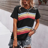 Short Sleeve Round Neck Contrast T-Shirts