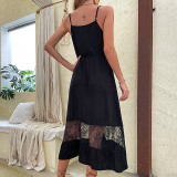 Black Sleeveless Lace Maxi Dress