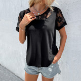 Black Short Sleeve Lace Shirts