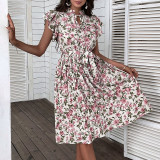 Vintage Floral Print Midi Dress