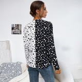 Leopard Print Long Sleeve V-Neck Shirts