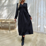 Swiss Dot Black Long Sleeve Maxi Dress