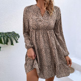 Pleated Leopard Print Mini Dress