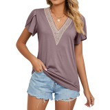 Solid Color V-Neck Short Sleeve T-Shirts