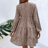Pleated Leopard Print Mini Dress