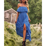 Off Shoulder Polka Dot Maxi Dress