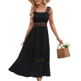 Lace Square Neck Sleeveless Maxi Dress