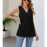 V-Neck Sleeveless Chiffon T-Shirts