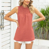Solid Color Jacquard Sleeveless T-Shirts