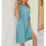 Summer Split Sleeveless Mini Dress