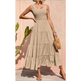 Solid Color Sleeveless Sling Swing Maxi Dress