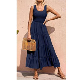 Solid Color Sleeveless Sling Swing Maxi Dress