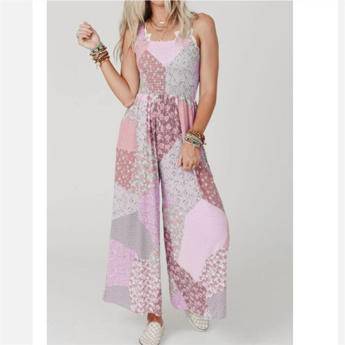 Floral Print Sling High Waist Jumpsuits