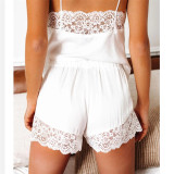 Lace Suspender Pajama Shorts Two-Piece Sets